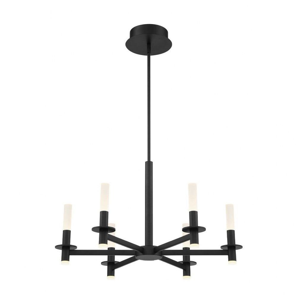 Matte Black 6-Light LED Chandelier with Frosted Acrylic Shades