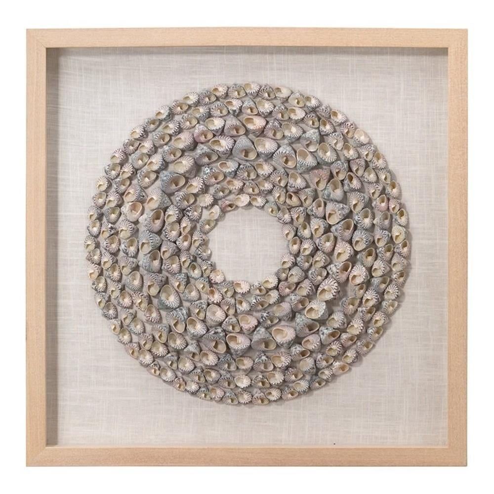 Bora Bora Coastal Pine Wood Framed Shell Wall Art