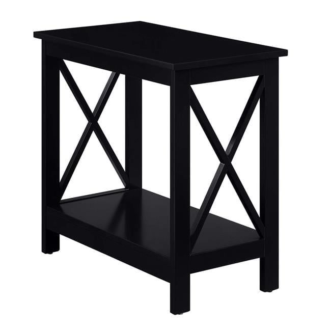 Oxford Black MDF Rectangular Chairside End Table with Shelf