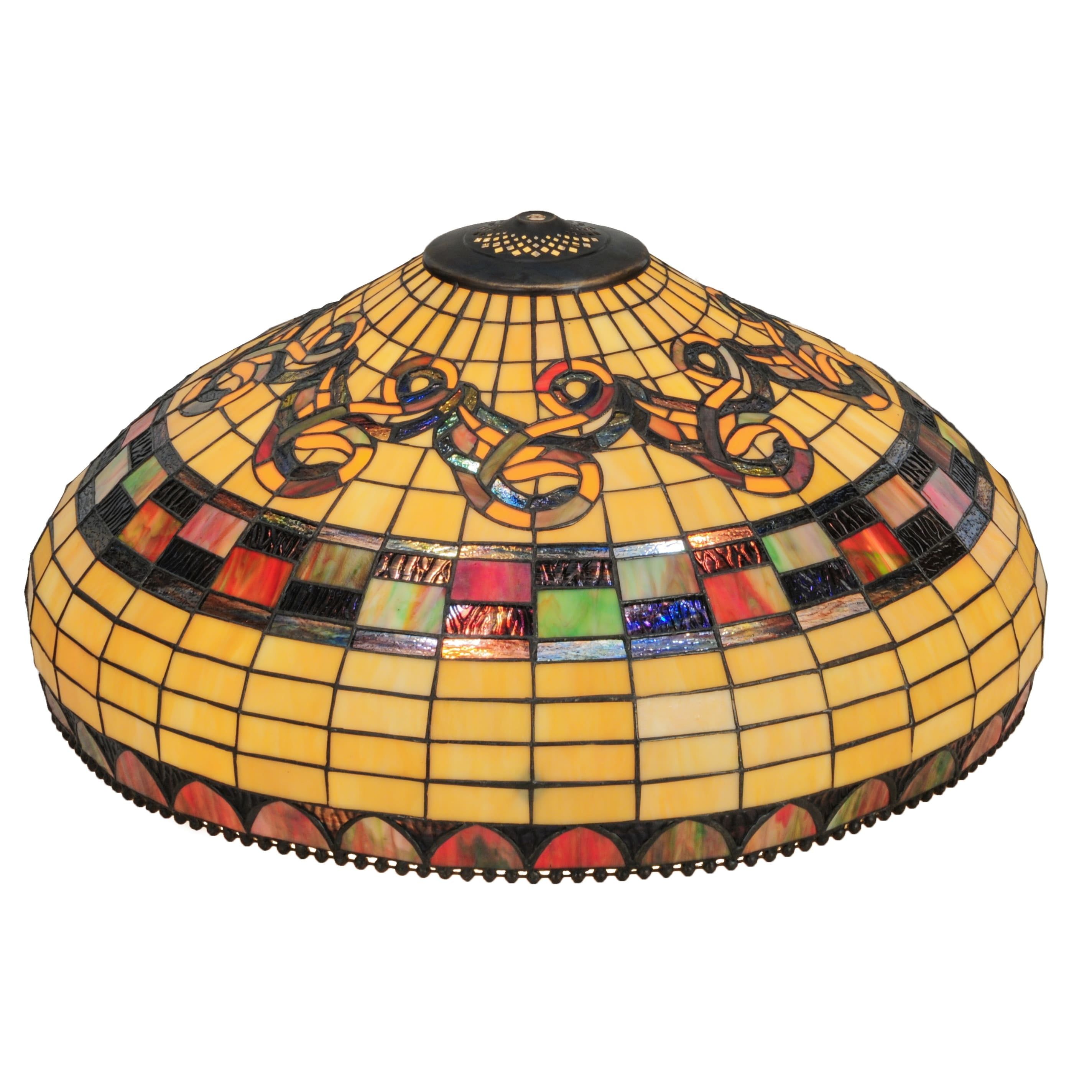 23" Ruby and Amber Tiffany Glass Shade