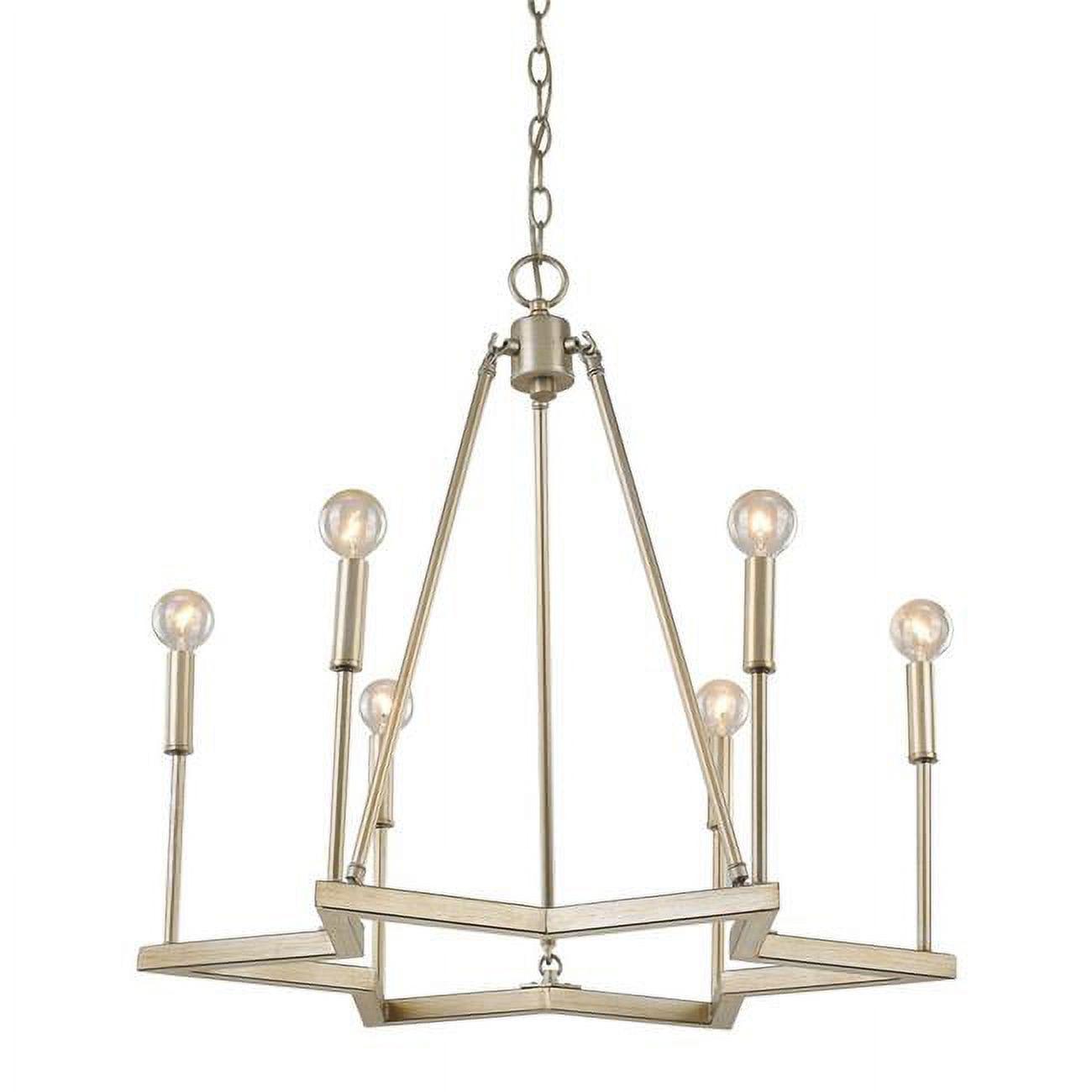 Stellar Reagan 24.5'' Washed Gold Star-Shaped 6-Light Chandelier