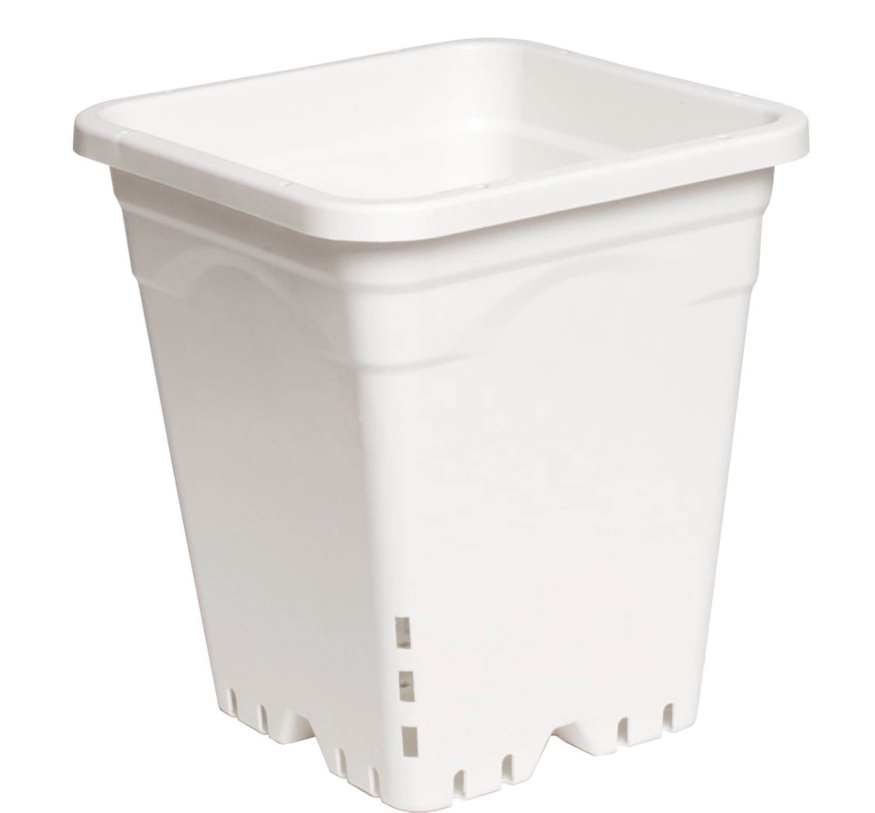 White Plastic Square Pot with Drainage Holes, 9" x 9" x 10"