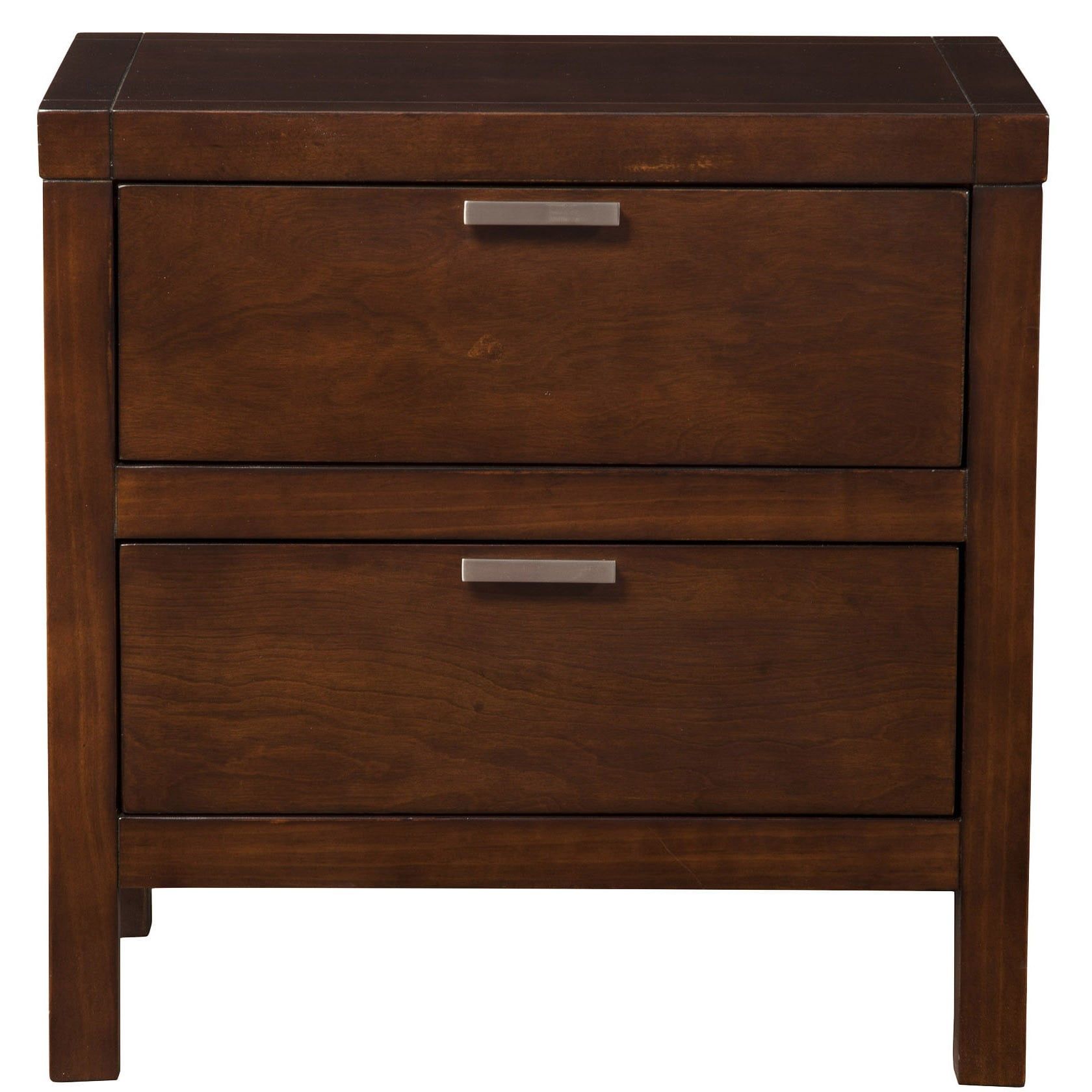 24" Brown Faux Wood 2-Drawer Nightstand