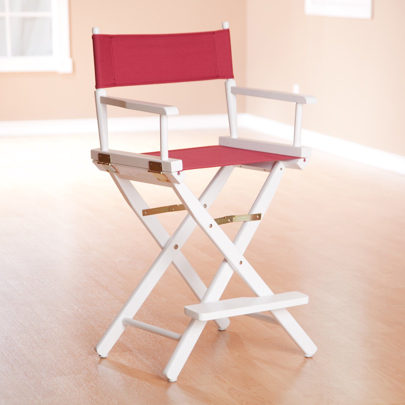 Elegant 24" Black Wood Frame Director's Chair with Burgundy Canvas