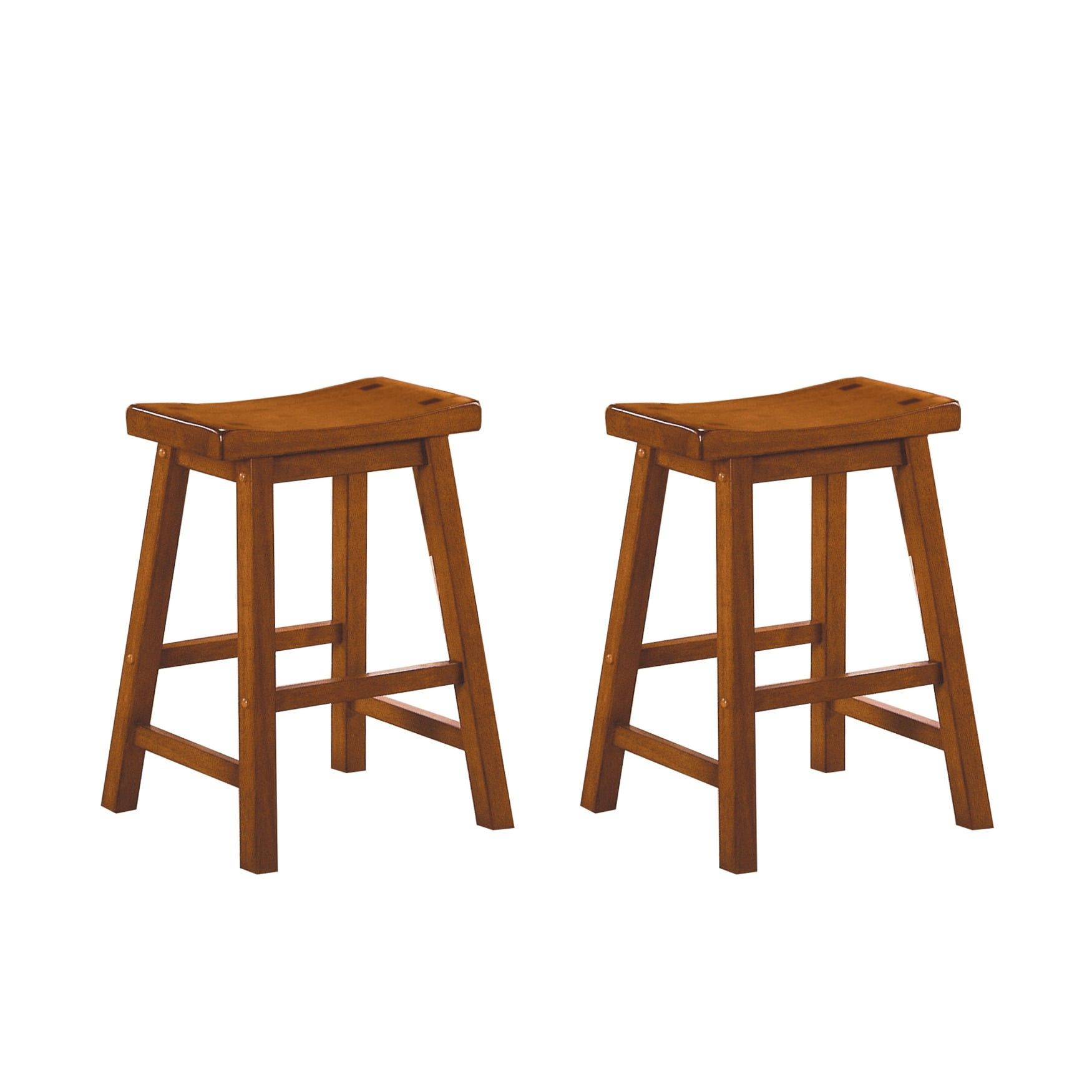 Saddle Style 24" Backless Solid Wood Bar Stool in Brown