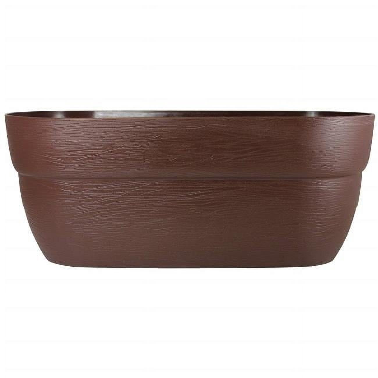 Bloomers 24" Brown Resin Railing Planter with Drainage Holes