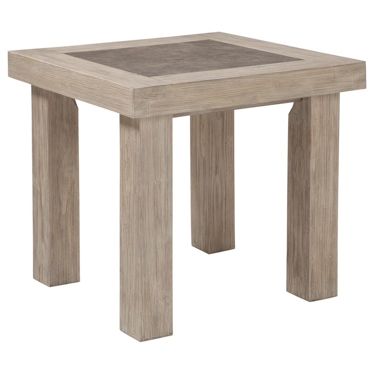 Contemporary Brown Pine Wood End Table with Grain Details