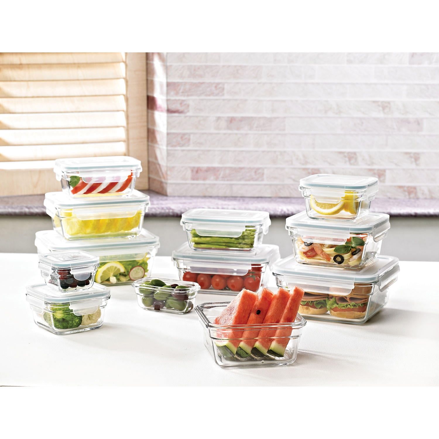 24-Piece Clear Glass Food Storage Set with Flip Top Lids