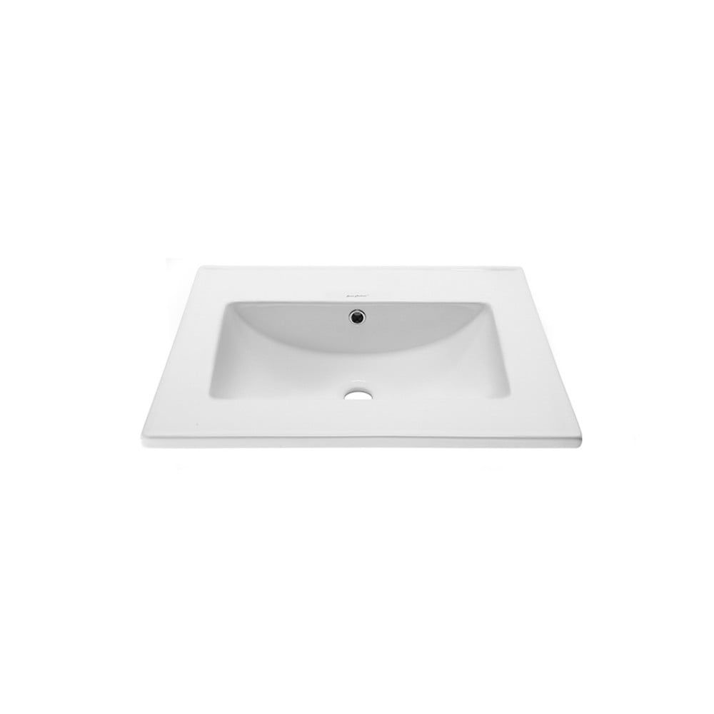 24" White Ceramic Vanity Top Sink Without Faucet Hole