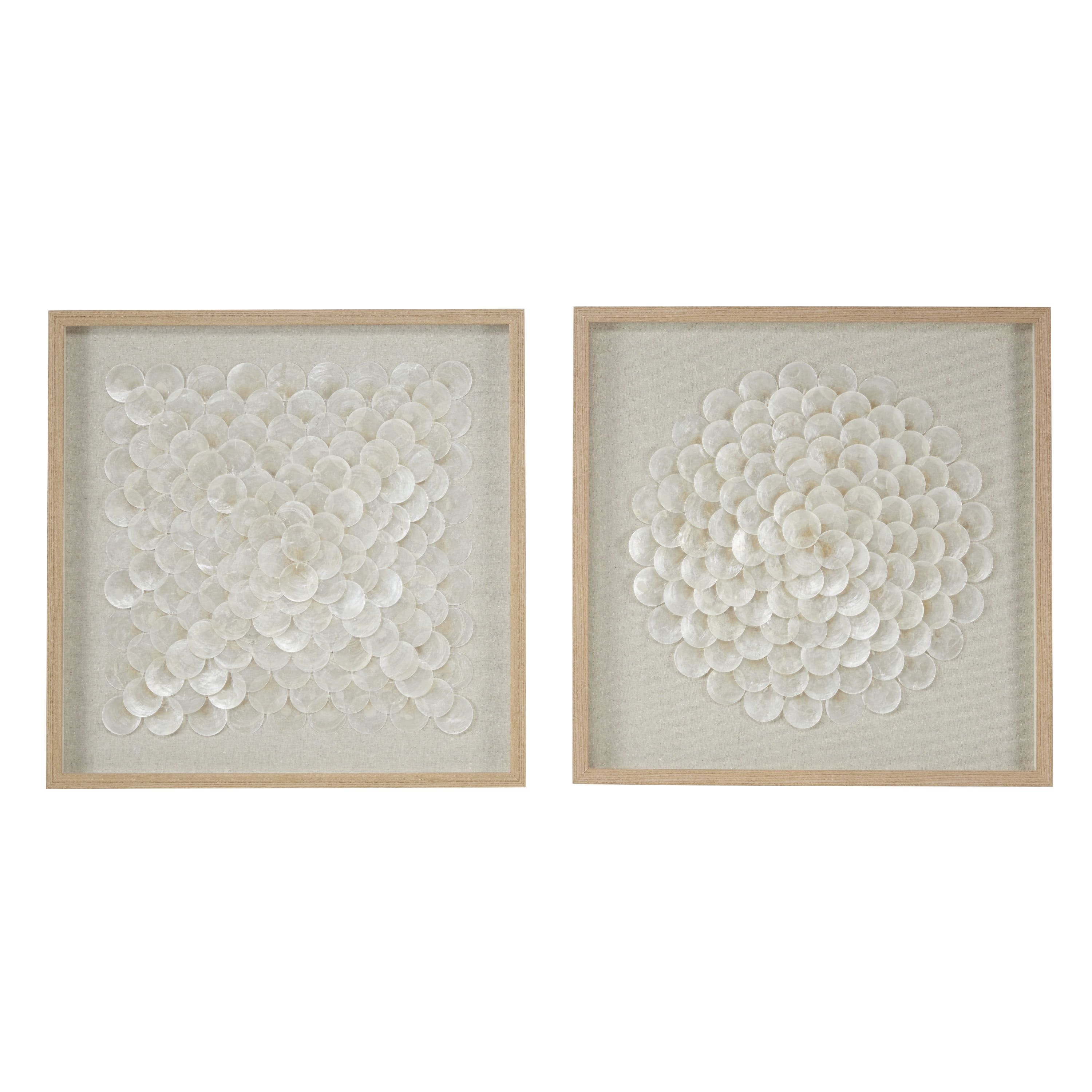 Cream Geometric Handmade Shell Shadow Box Wall Art Set