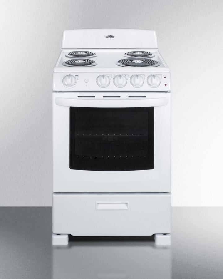 24" White Electric Coil Range with 4 Burners