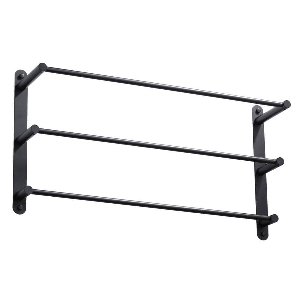 Matte Black 24" Triple Bar Wall Mounted Towel Rack