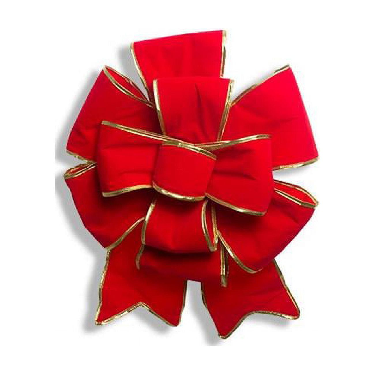 24" Red Nylon Christmas Bow with Gold Trim