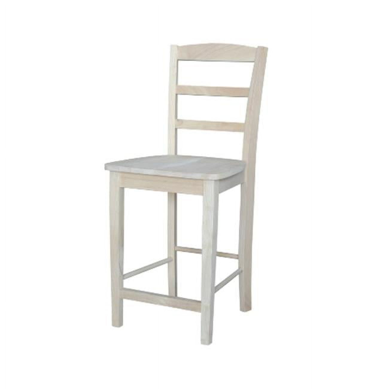 Natural Unfinished Solid Parawood Madrid Counter Stool