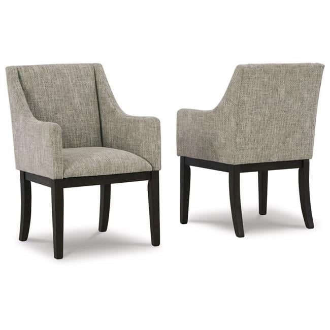 Beige and Brown Upholstered Wood Dining Armchair Set