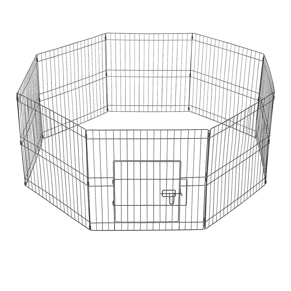 Black Metal 16-Panel Foldable Pet Playpen for Indoor & Outdoor