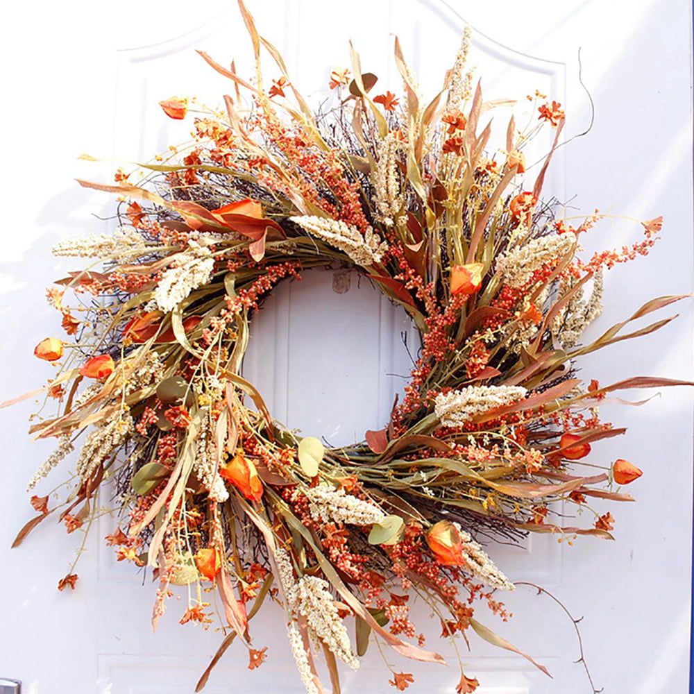 24-Inch Harvest Gold Wheat Ears Fall Wreath