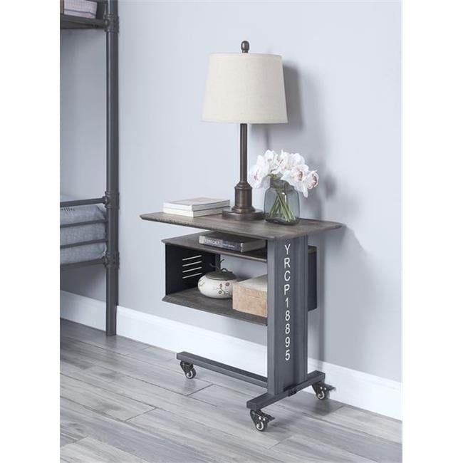 Gunmetal Wood and Metal Accent Table with Storage