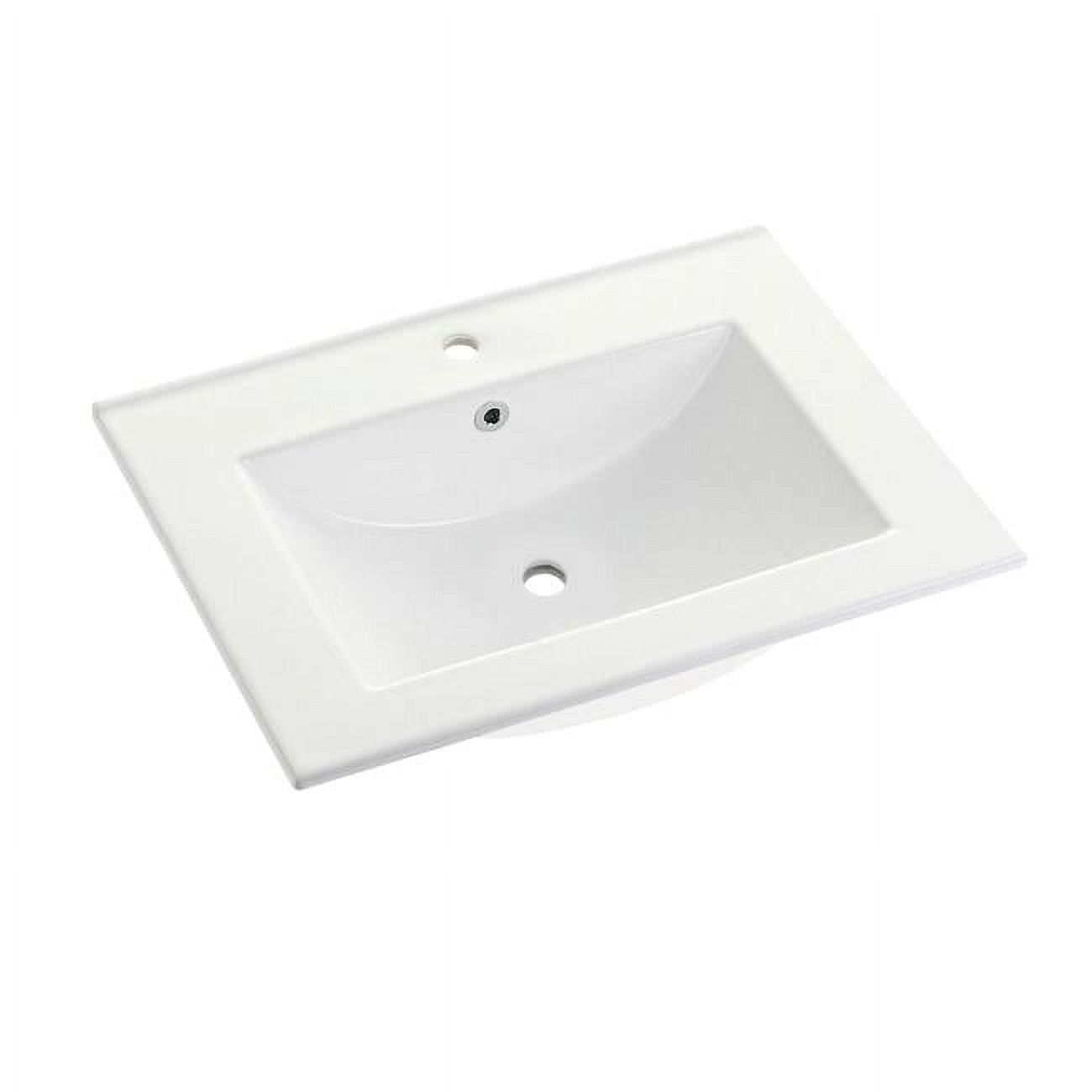 Ultra Modern White Ceramic Vanity Sink Top with 1 Hole, 24 x 18 in.