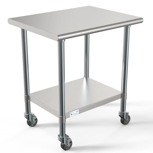 24" x 30" Stainless Steel Commercial Work Table with Casters