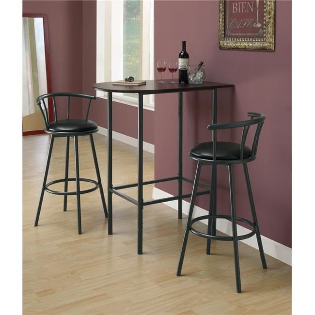 Contemporary Half-Moon Bar Height Table in Cappuccino & Black