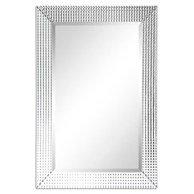 24" x 36" Beveled Rectangular Wall Mirror with Textured Glass Frame