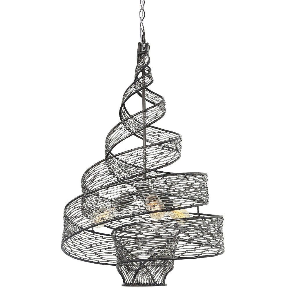 Flow Intricate Steel 3-Light Pendant with Glass Accents