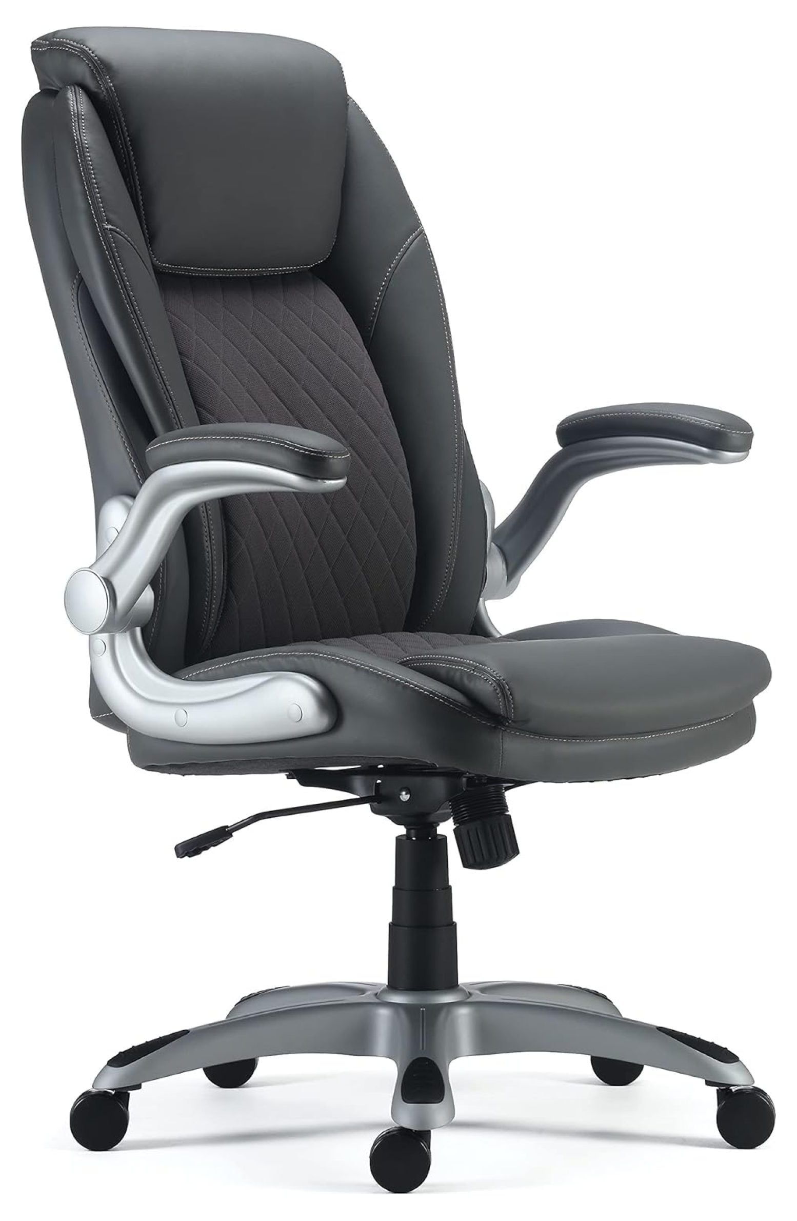 Gray Adjustable Leather Swivel Task Chair