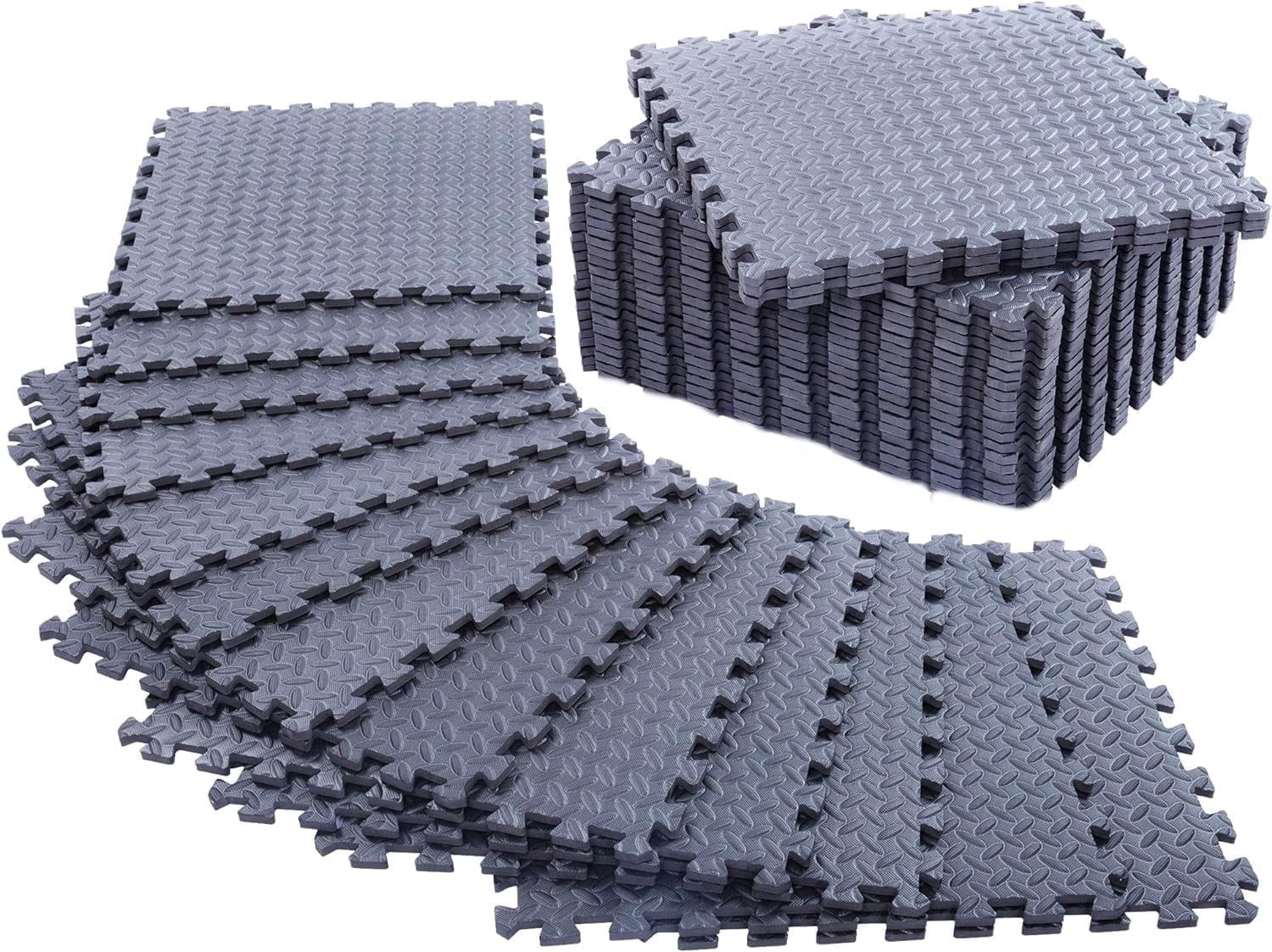 Gray EVA Foam 24-Piece Interlocking Exercise Mat Set