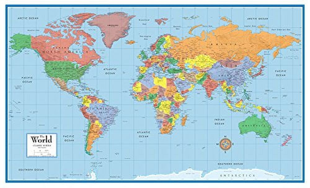 Classic Elite 24x36 Laminated World Map Poster