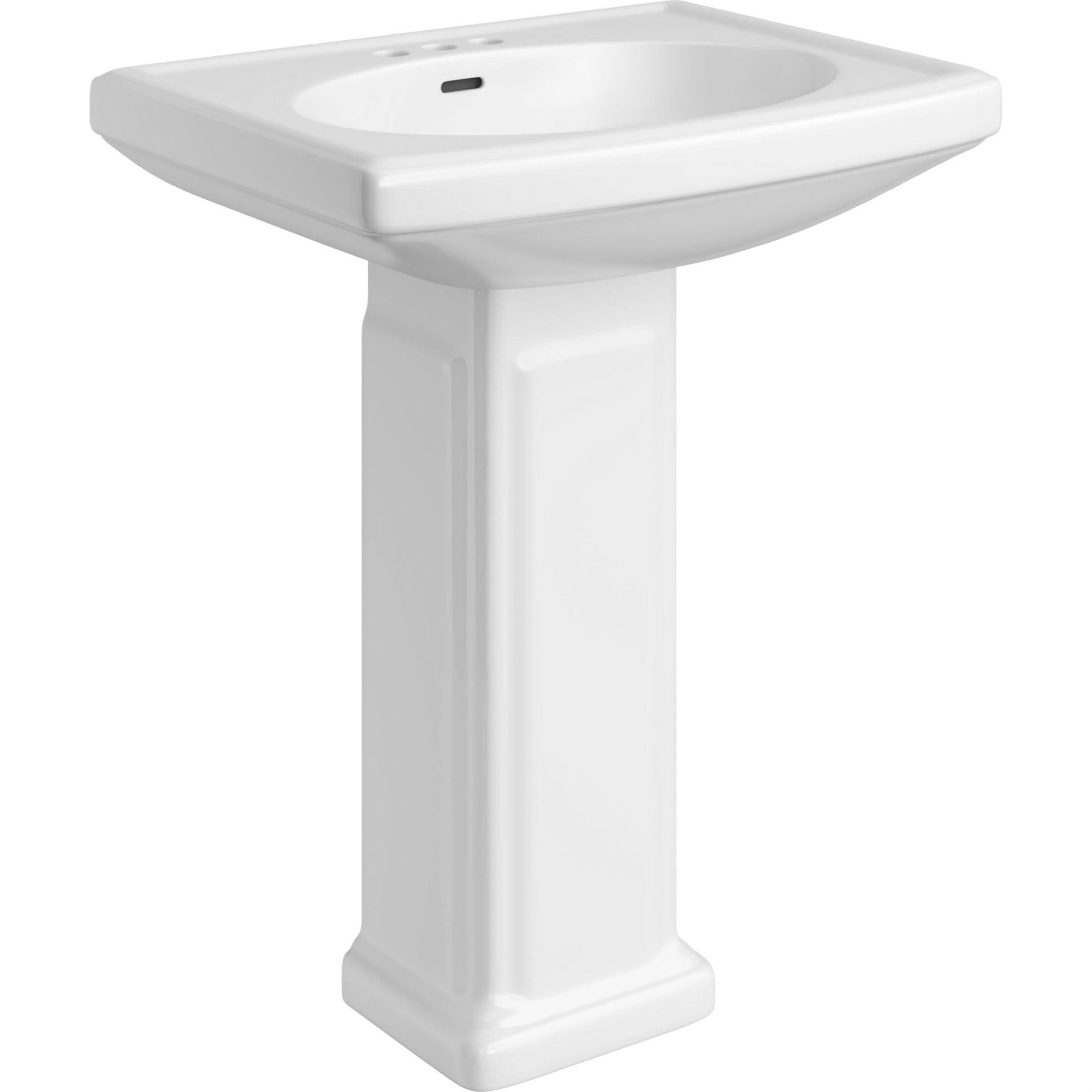 White Vitreous China Rectangular Pedestal Sink