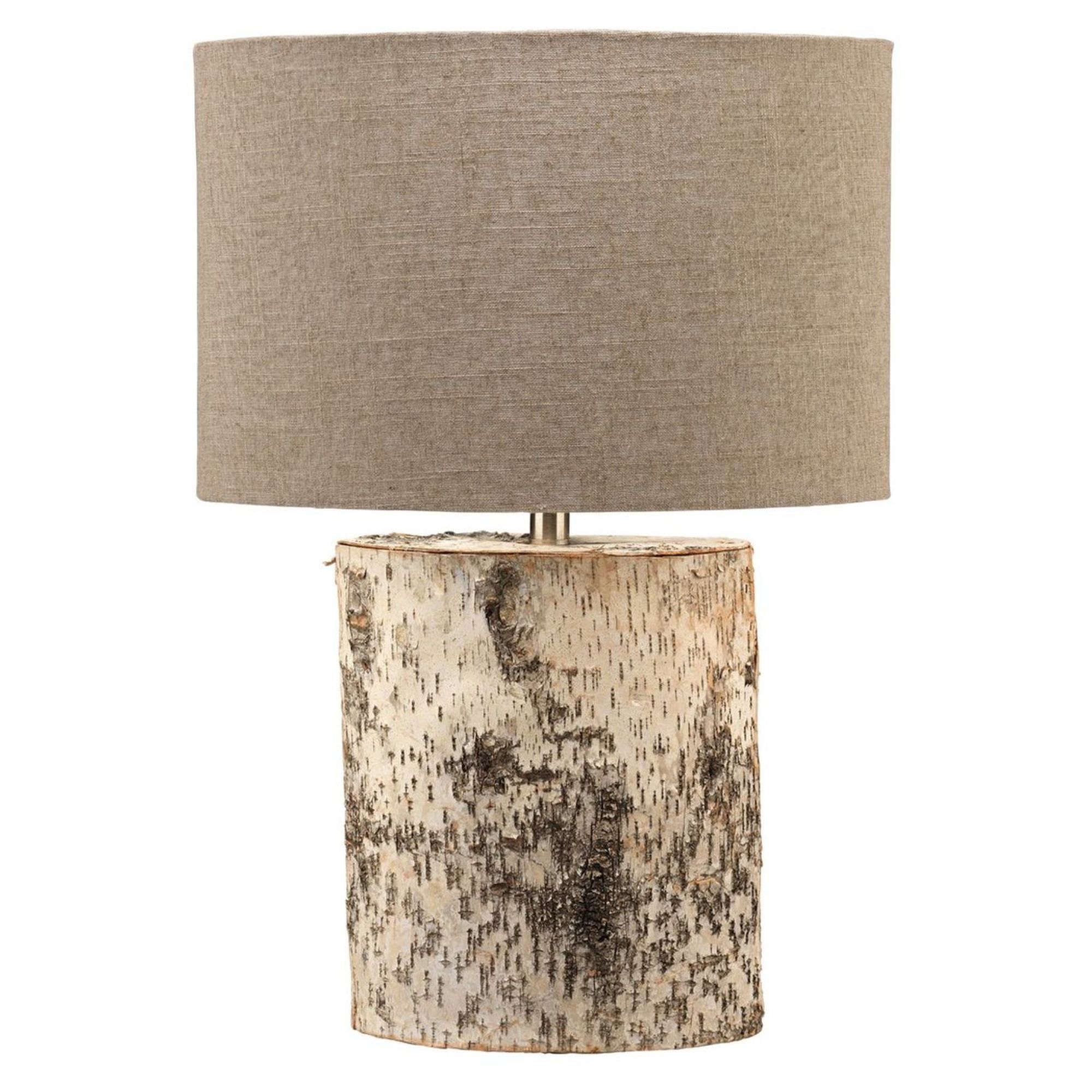 Birch Veneer and Linen Shade Rustic Table Lamp