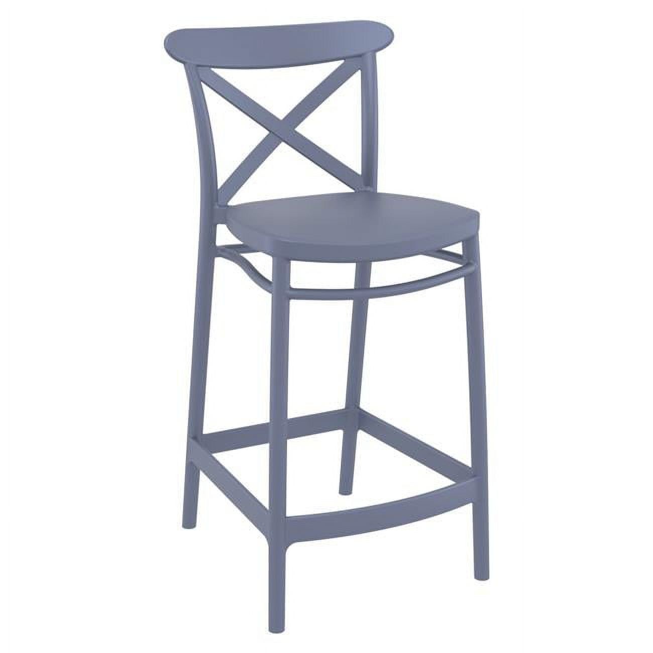 Cross Counter 26.5" Outdoor Stool in Soft Pastel Gray