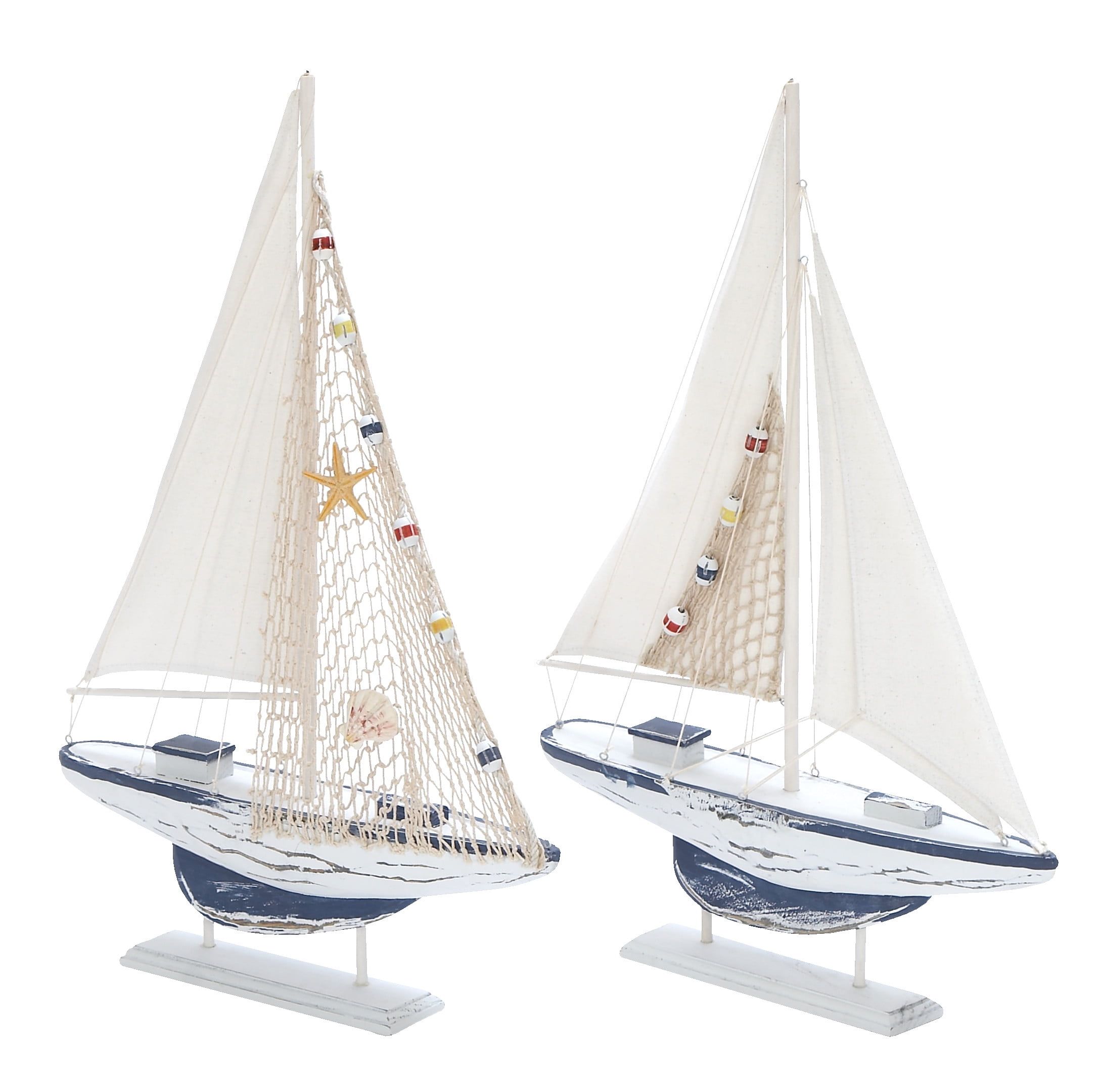 White Pine Coastal Sailboat Sculpture Set, 25"H x 17"W