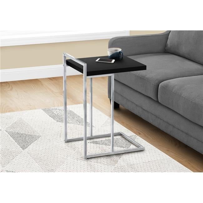 Contemporary Black Chrome C-Shaped Side Table with Generous Surface