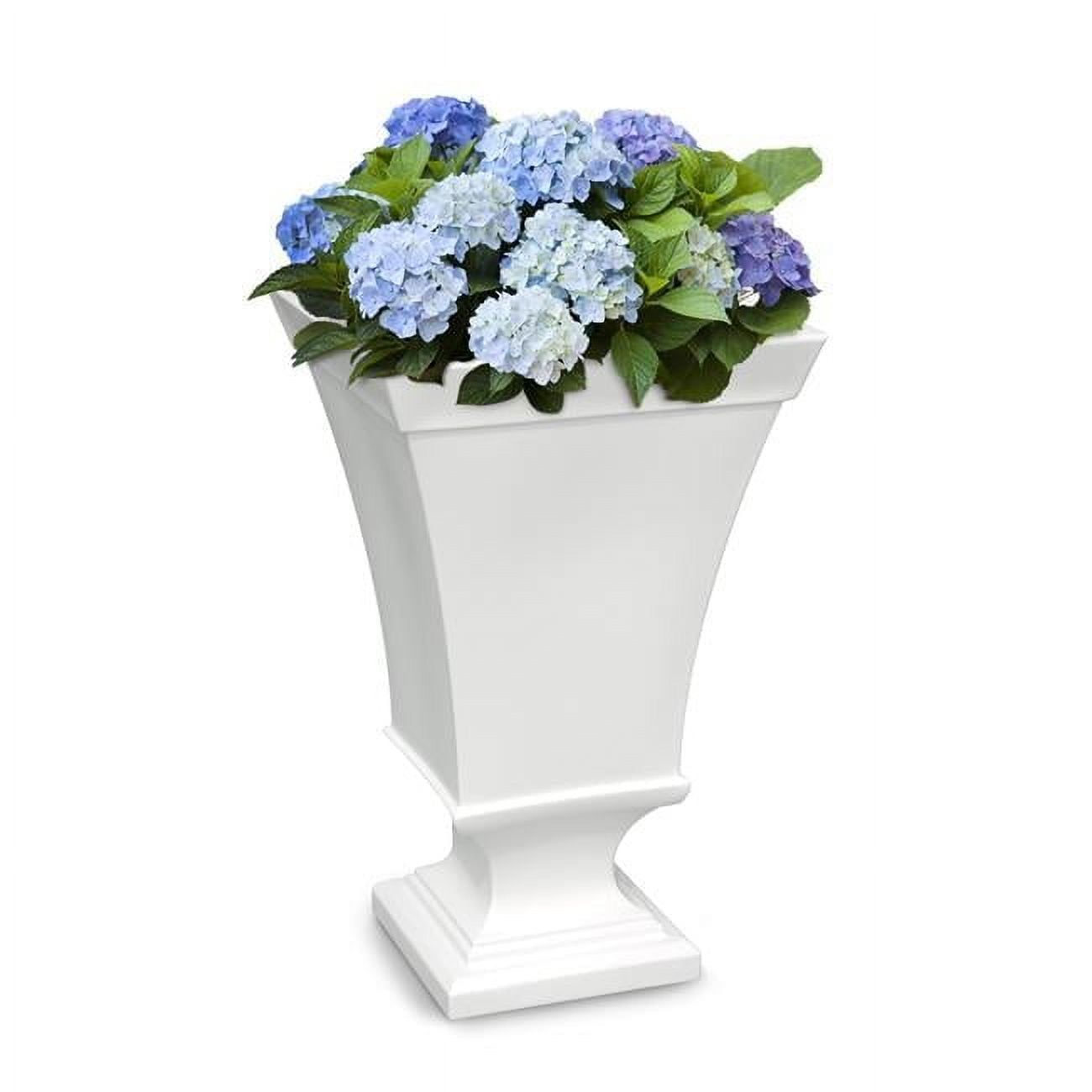 Vienna 25" White Polyethylene Tall Urn Planter with Water Reservoir