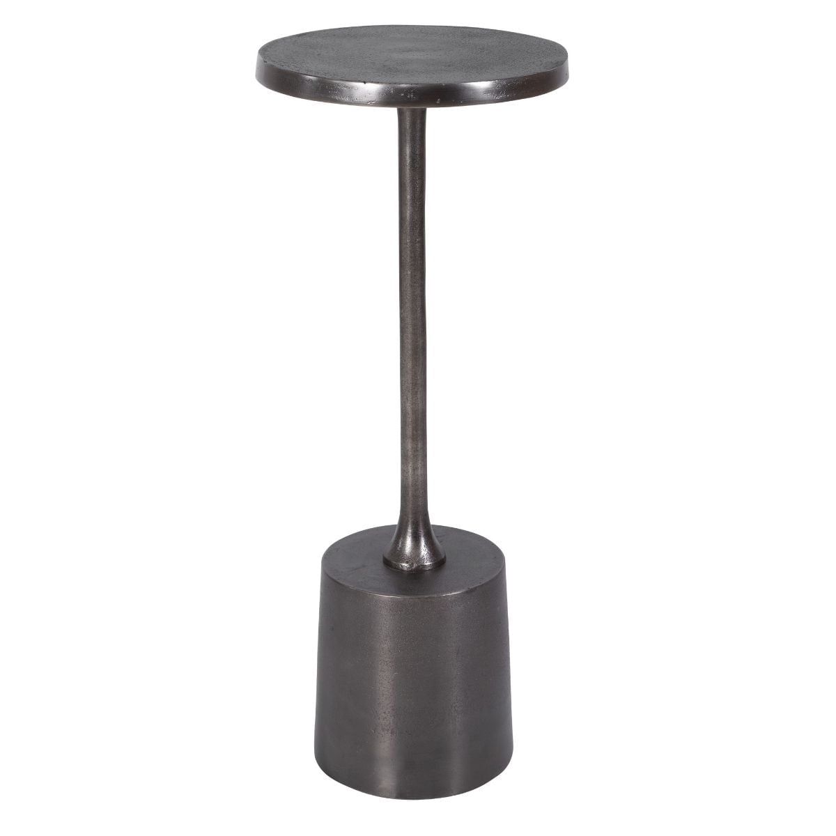 Round Silver Nickel Pedestal Base Side Table