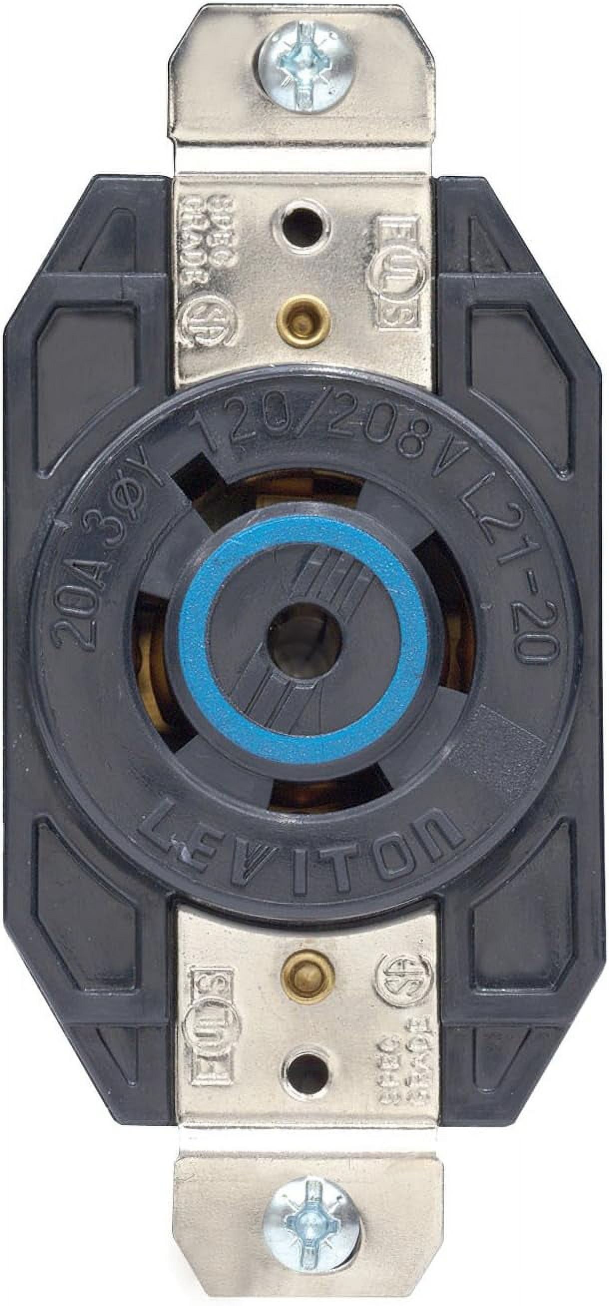 Leviton Black Nylon Industrial Flush Mount Locking Receptacle