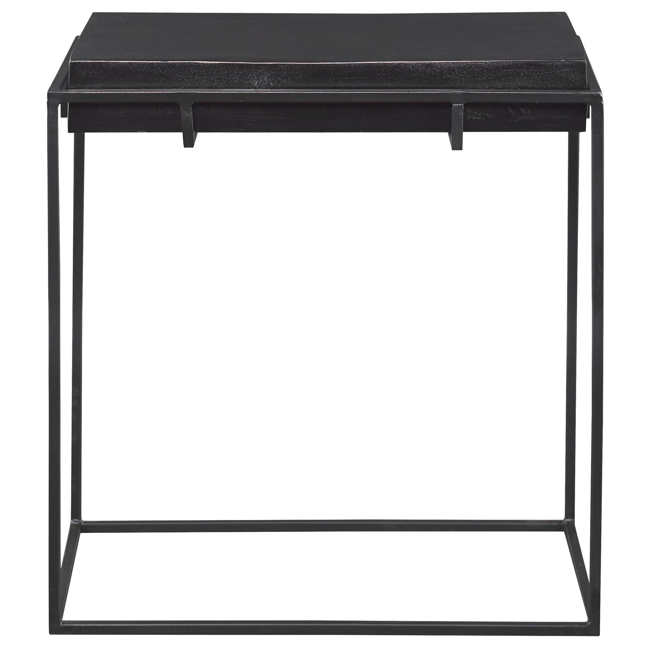 Antique Black Rectangular Metal Side Table