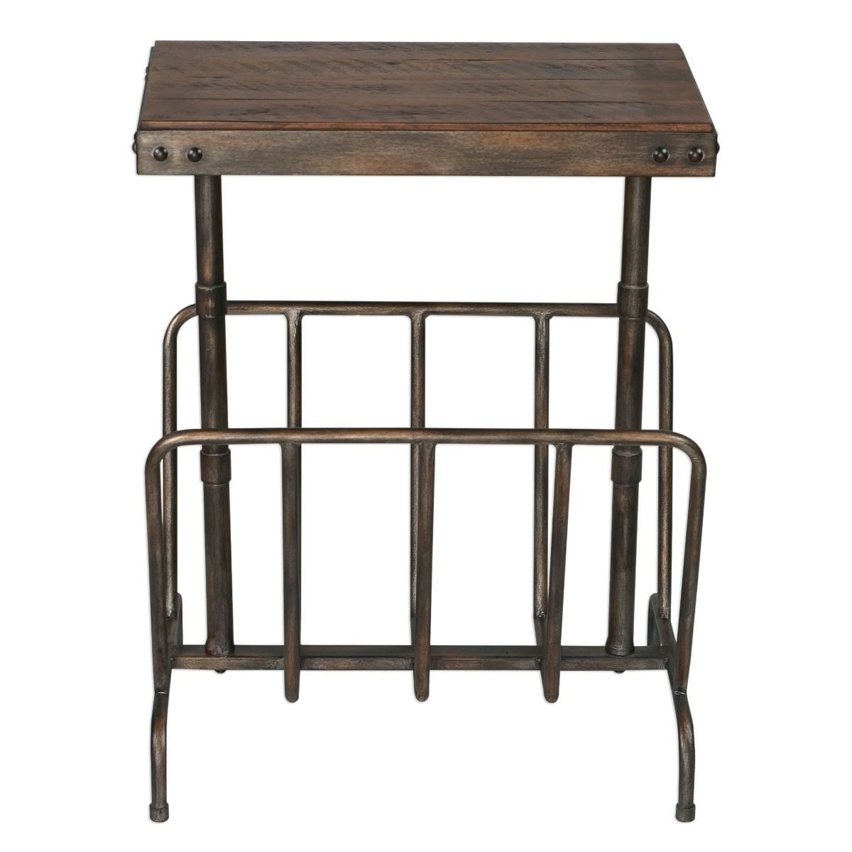 Sonora Industrial Charred Walnut & Iron Magazine Side Table