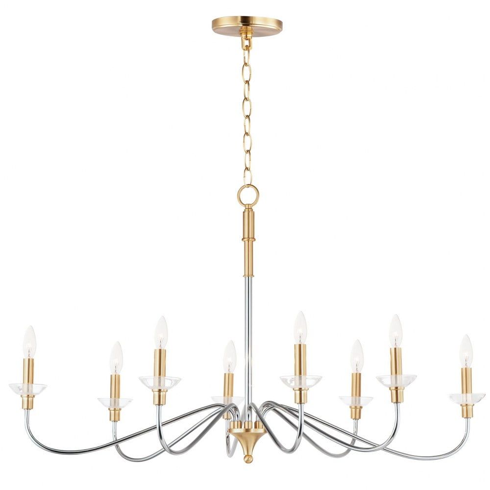 Clarion Polished Chrome and Satin Brass 8-Light Chandelier