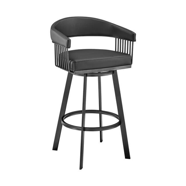 Chelsea Black Faux Leather Swivel Counter Stool