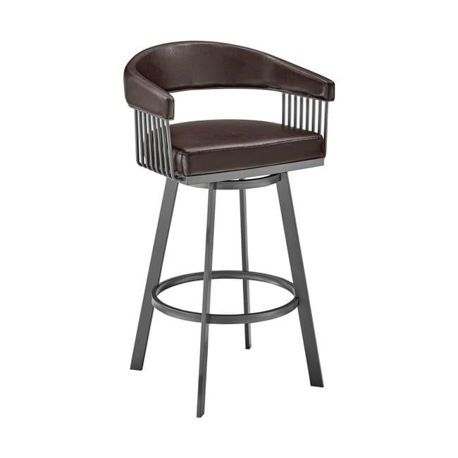 Elegant Chelsea 21'' Black Faux Leather Swivel Bar Stool