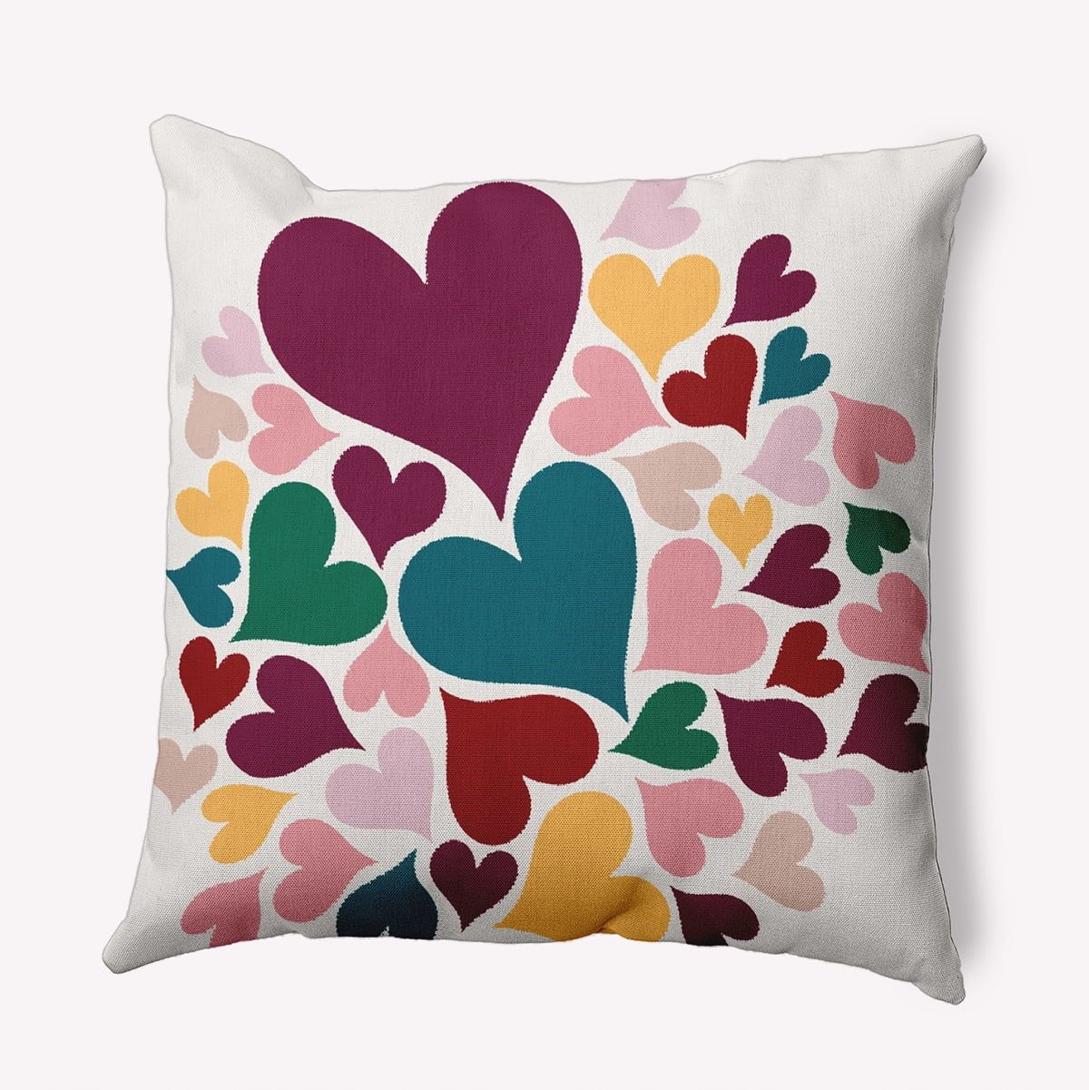 26" x 26" Magenta and Multicolor Polyester Valentine's Day Accent Pillow