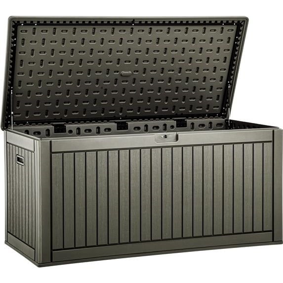 XXL Dark Brown Resin Lockable Deck Box with Divider