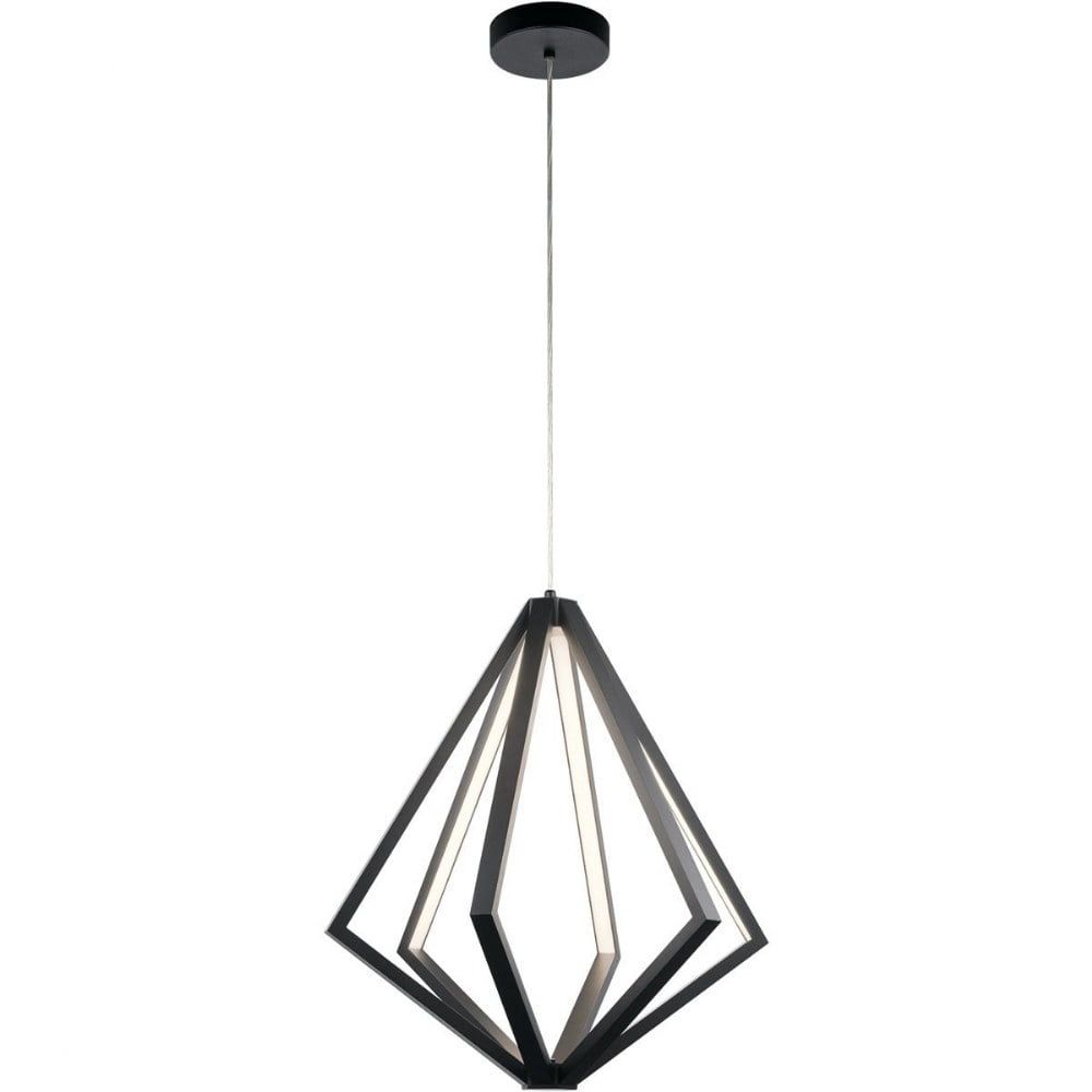 Everest Matte Black 6-Light LED Chandelier with Etched Acrylic