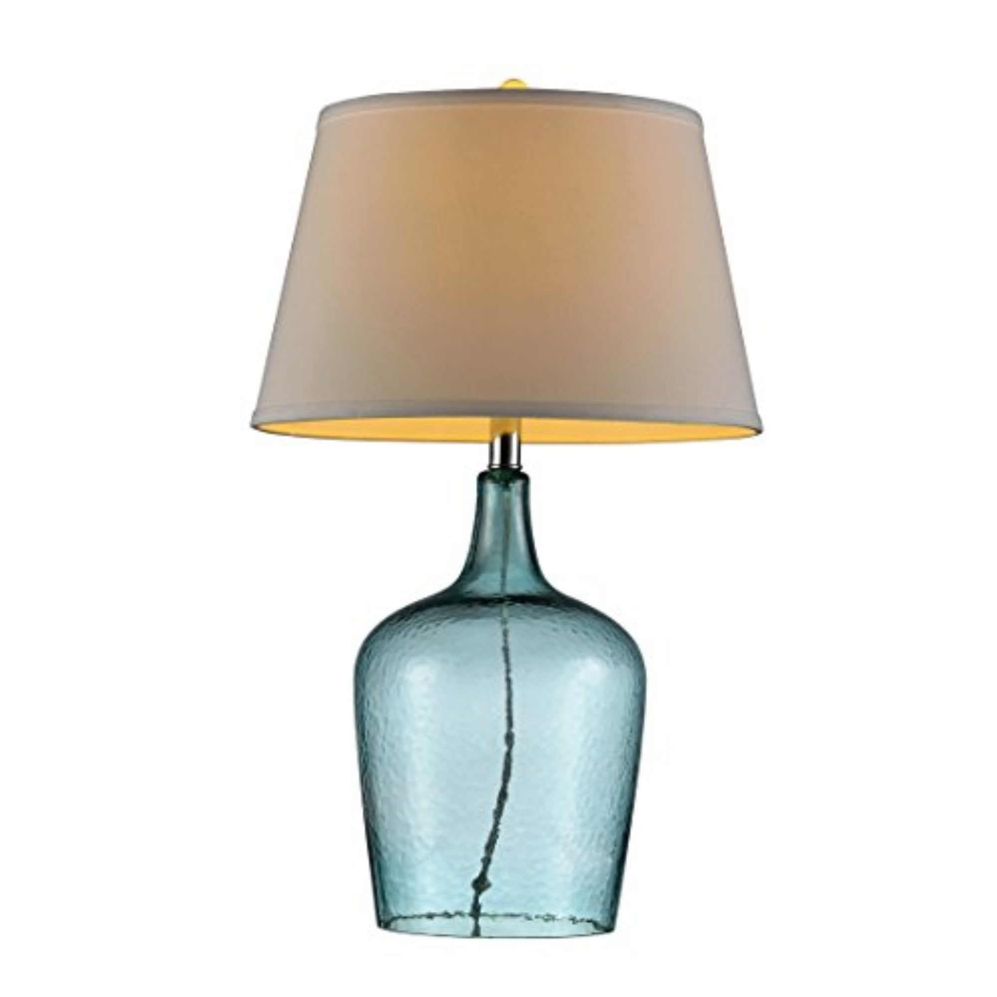 27" Ocean Breeze Blue Glass Table Lamp with Linen Shade