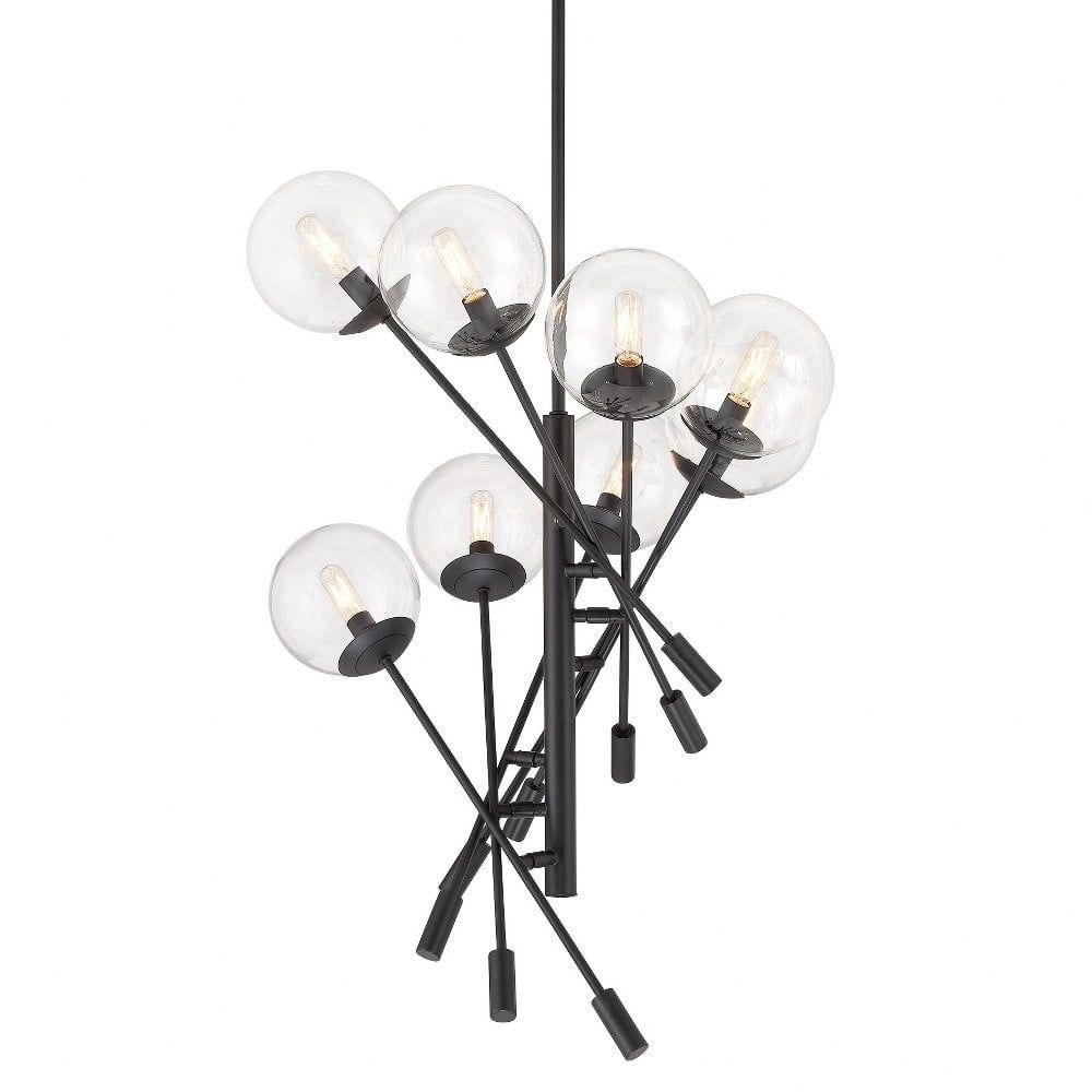 Coal Black 8-Light Globe Pendant with Clear Glass Shades