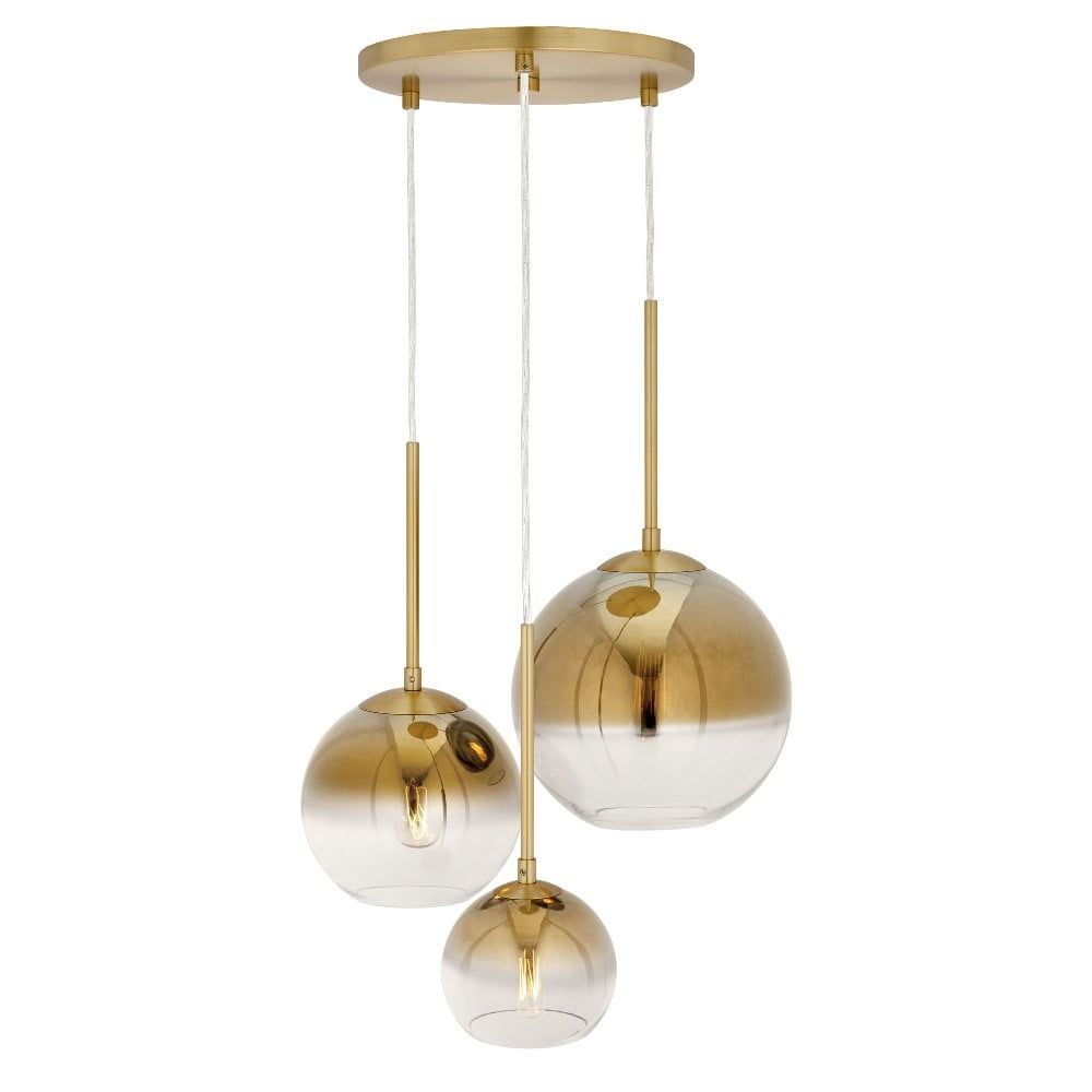 Soft Gold Ombre Globe Glass 3-Light Pendant