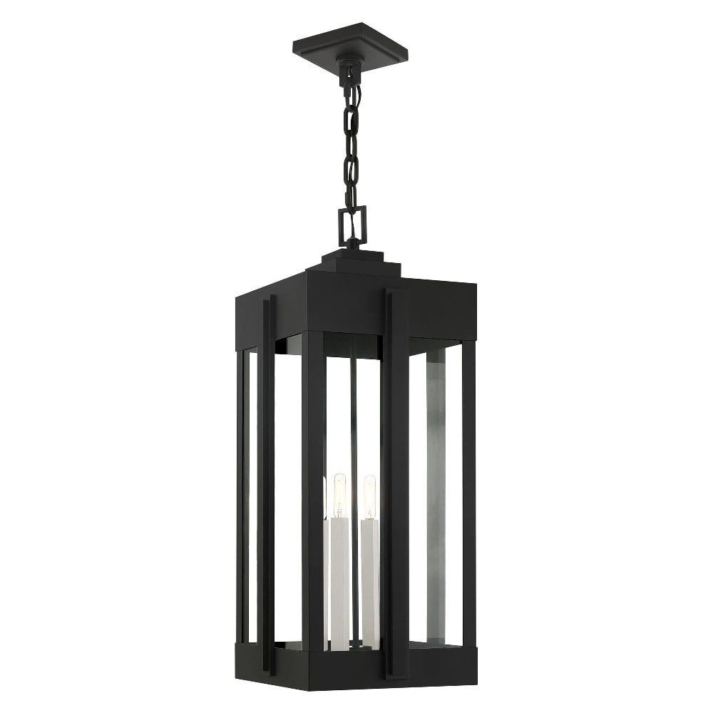 Lexington Majestic 4-Light Art Deco Outdoor Pendant Lantern in Black